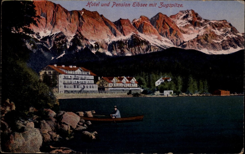 Hotel Pension Eibsee Zugspitze Garmisch Partenkirchen Germany postcard b146