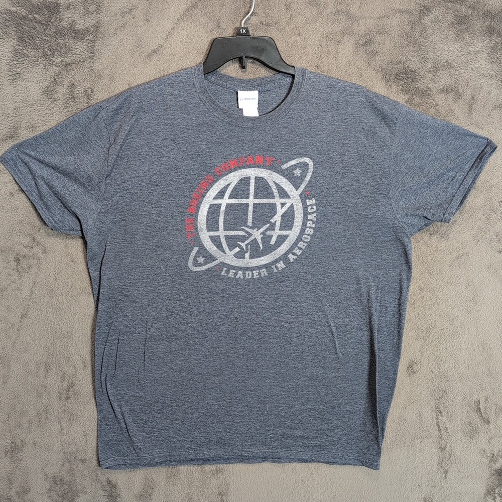 Boeing Shirt Adult 2XL XXL Gray Graphic Aero Space Short Sleeve Original Mens