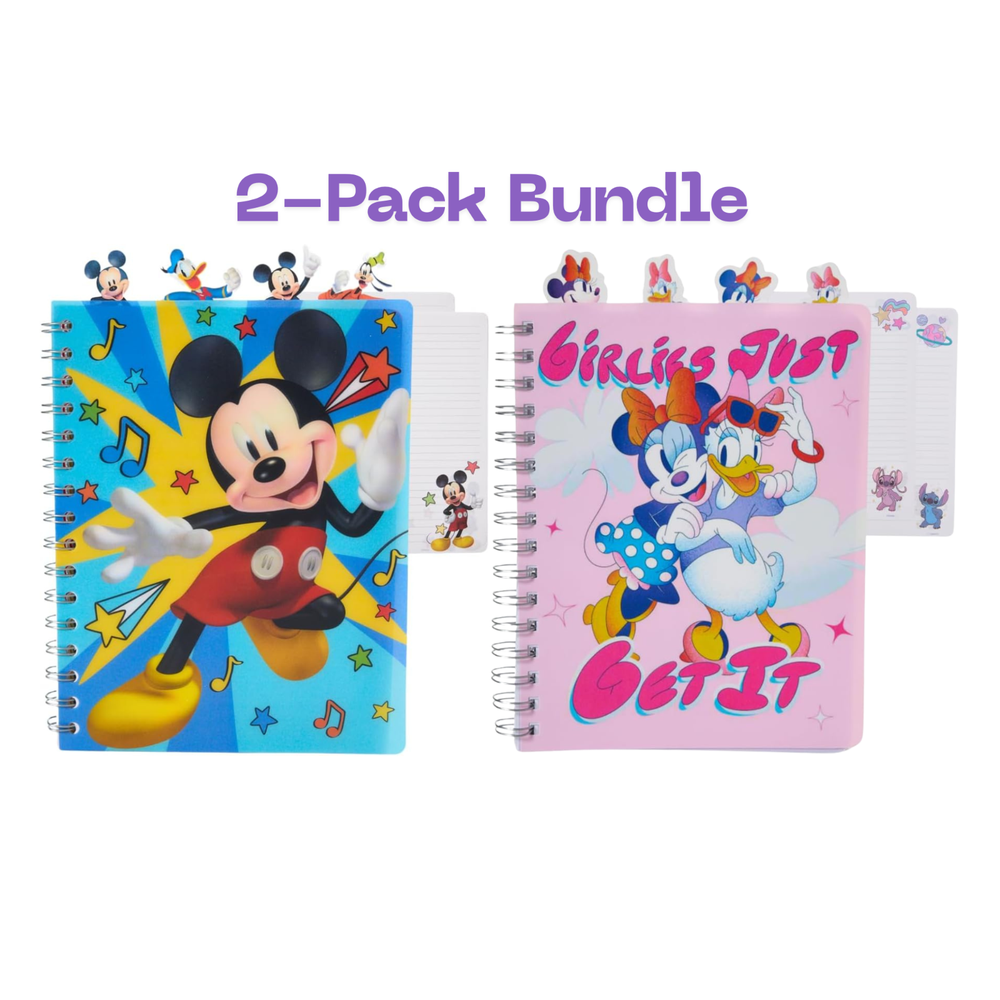 Disney Mickey & Minnie Spiral Notebook Set 2-Pack • 96 Pages Each • Cute Journal