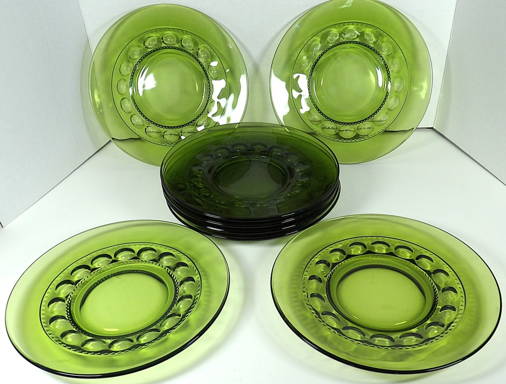 Indiana Glass Set Of 8 Avacado Green 8