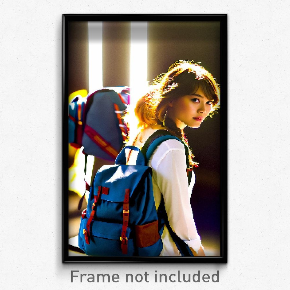 Pixel Art Poster - Attractive Backpack (8 Bit Psychedelic Video Game Print)