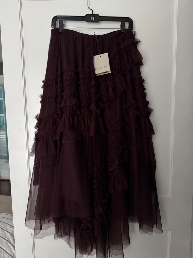 ALLSAINTS - JEN TULLE MAXI SKIRT, Size 8 (US), NWT