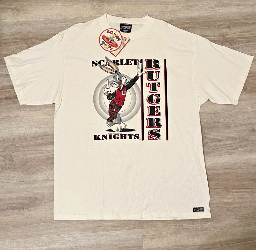 NEW NWT Vintage VTG Looney Tunes Scarlet Knights Rutgers College T Shirt Size XL