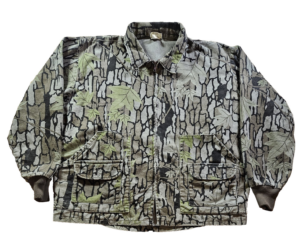 Pella Big Dutch Camo Trebark Camouflage Jacket Vintage 80s Coat Zip Up Size L/XL