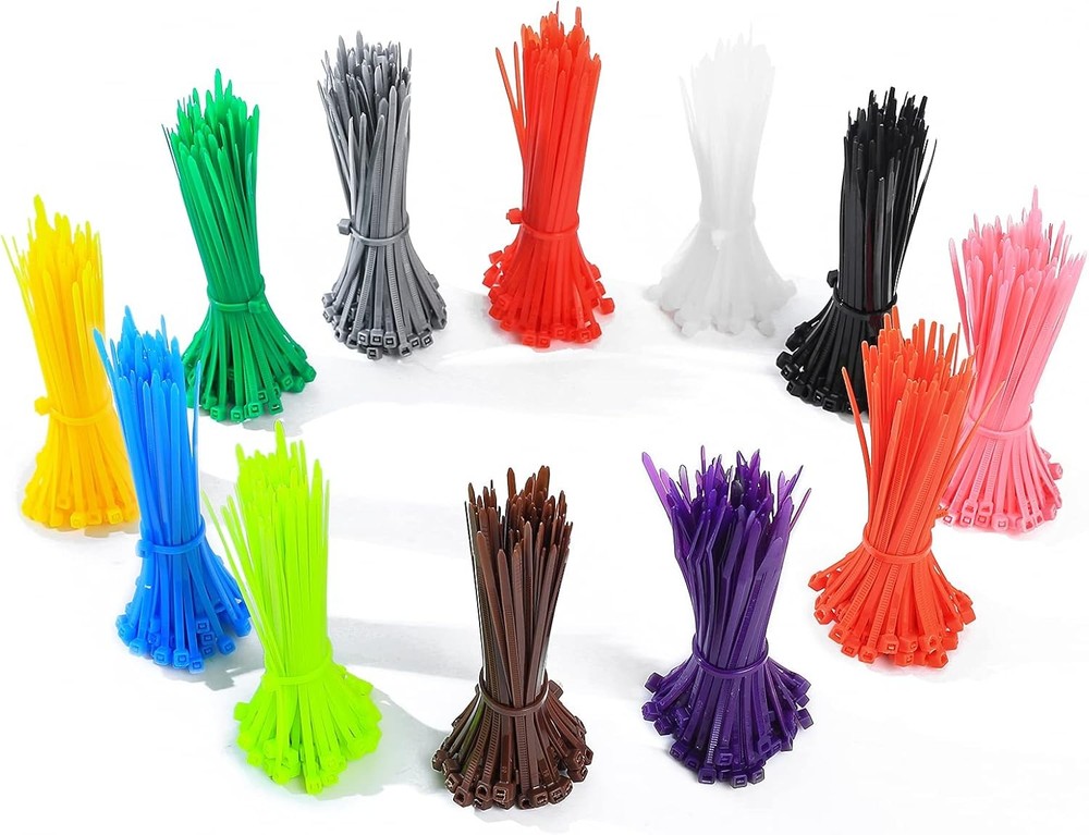 1200-Piece 4-Inch Multicolor Zip Ties - 12 Vibrant Colors
