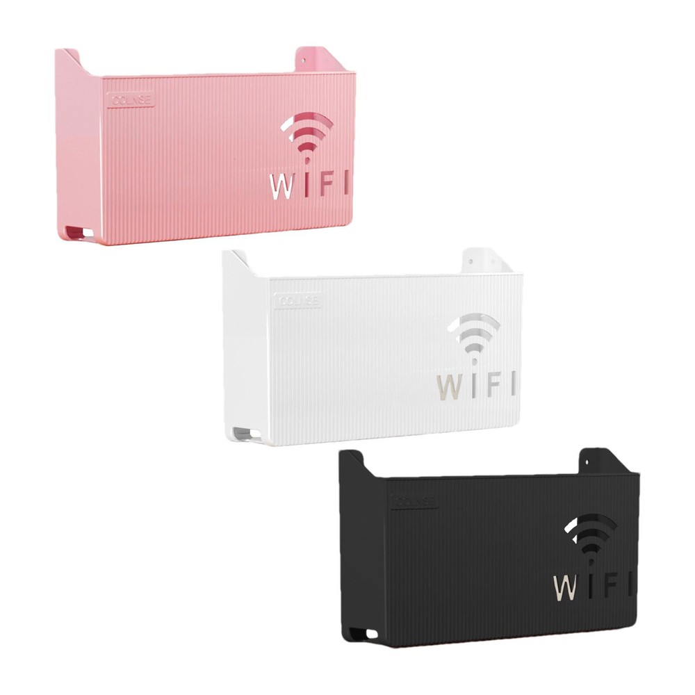 Wireless Wifi Router Shelf Storage Box Wall Mount Cable Power Bracket Organizer