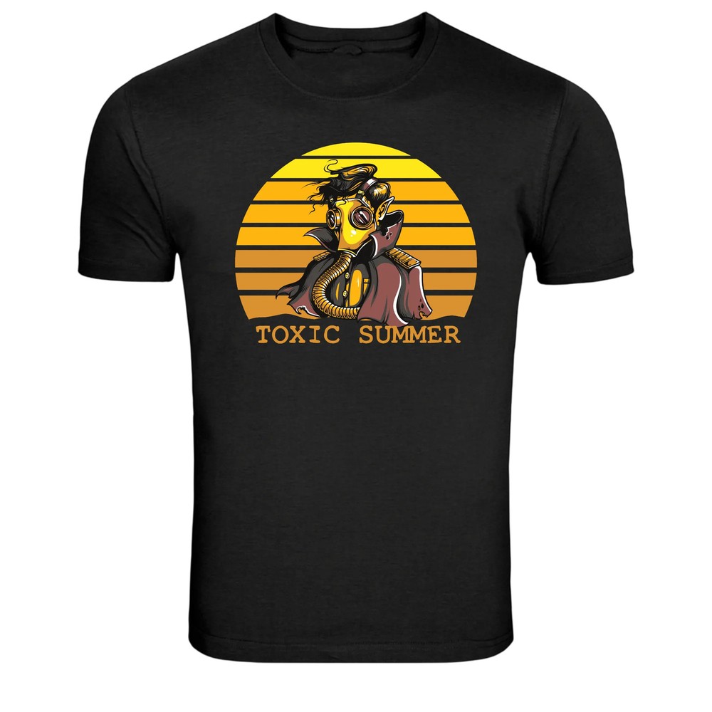 Toxic Summer Plague Doctor Retro Sunset Graphic T-Shirt