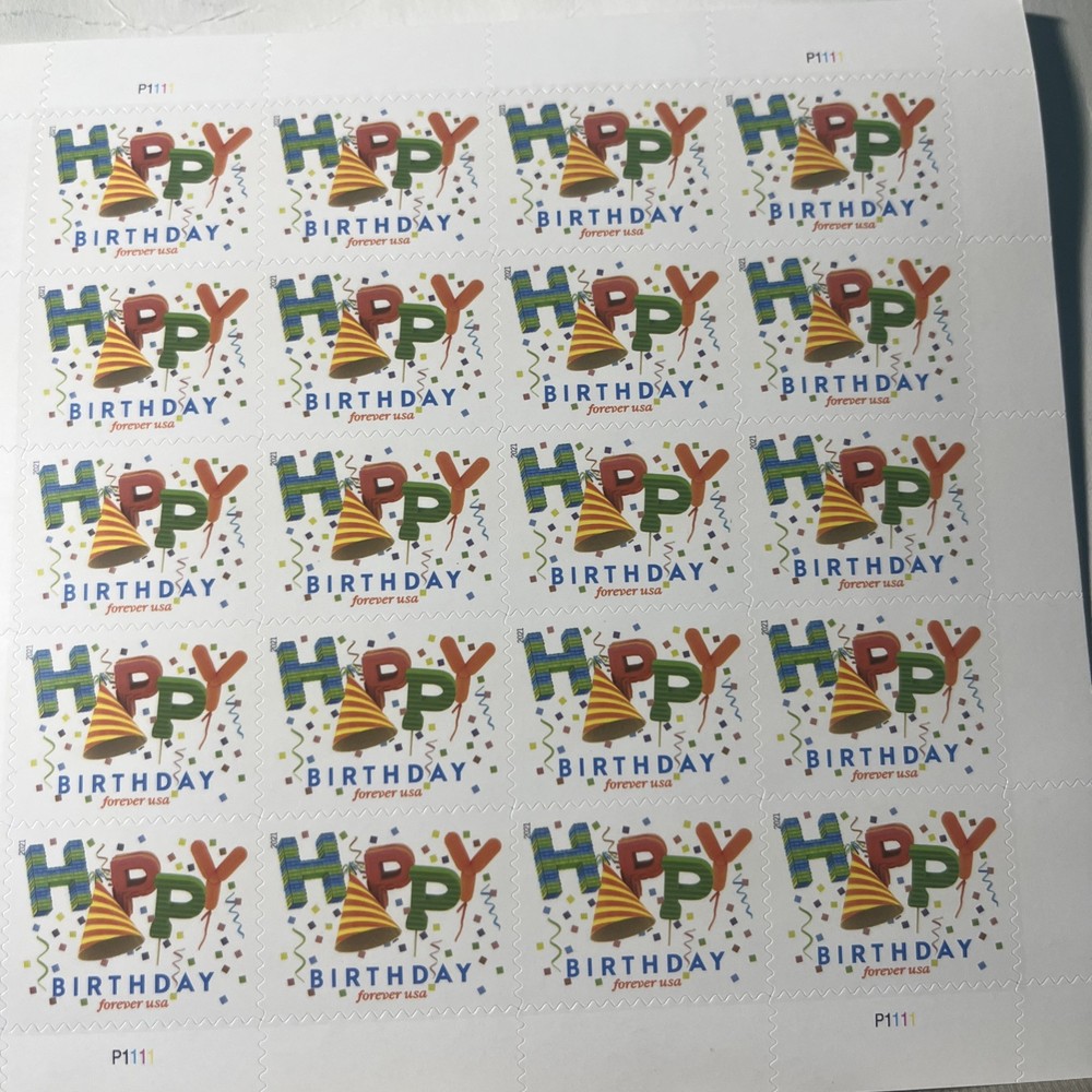 Pane of 20 First-Class Happy Birthday Stamp Celebration Party 20 Stamps #5635
