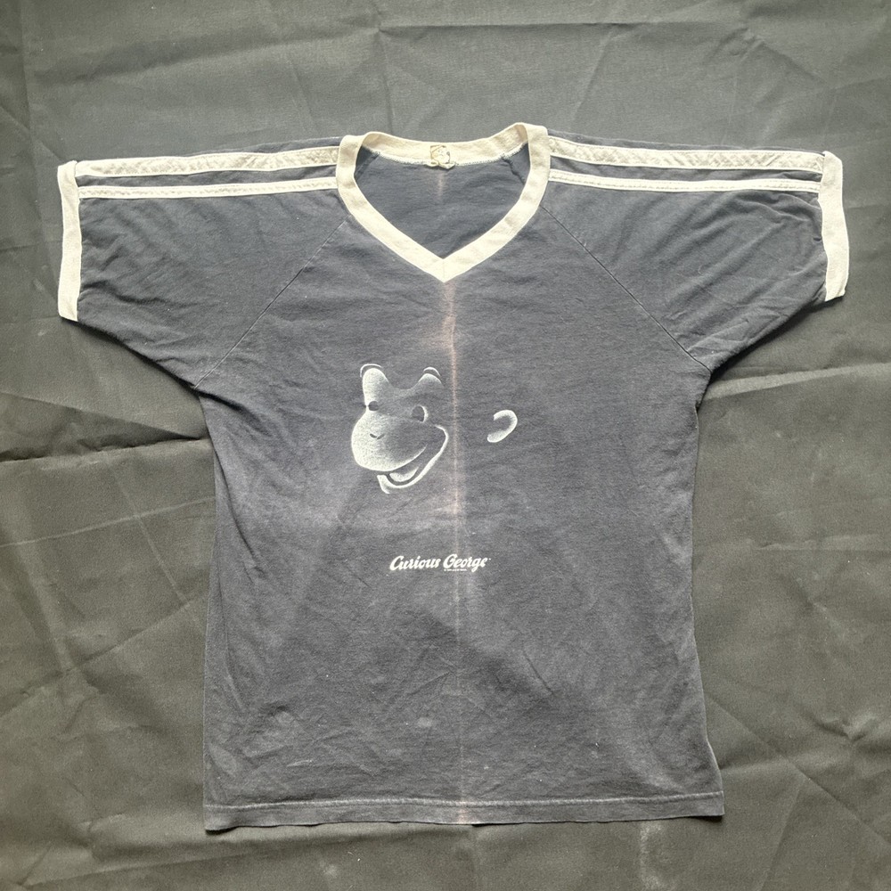 Vintage 1990's Curious George Black Raglan T Shirt Size Large Cronies EUC USA