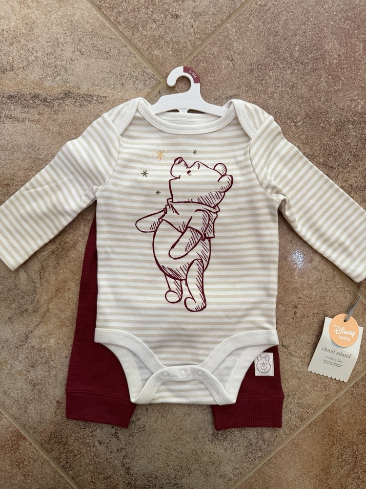 Disney Baby Winnie The Pooh Cloud Island 2-Piece Bodysuit Set Size 6 Months NWT