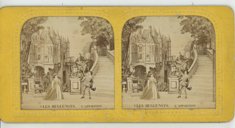 Les Huguenots Apparition Opera Adolphe Block BK Tissue Hold To Light Stereoview