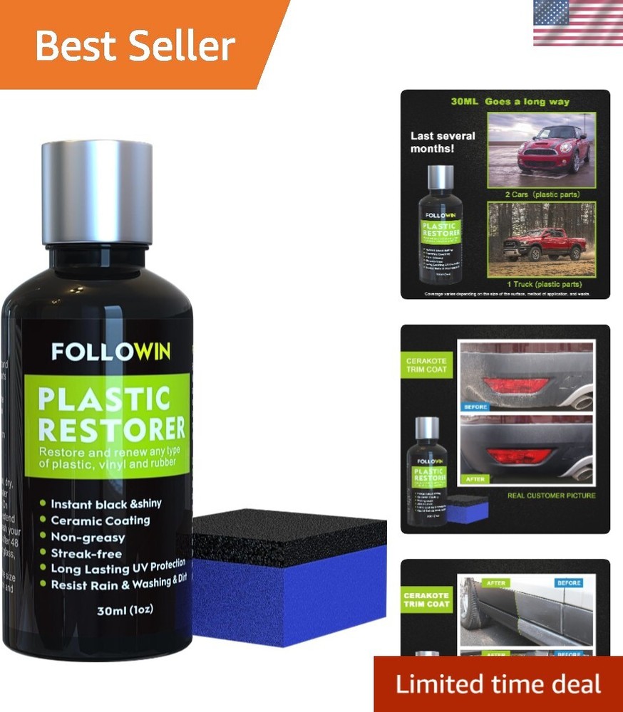 Car Ceramic Coating Plastic Restorer Hydrophobic UV Water Resistant 30ml