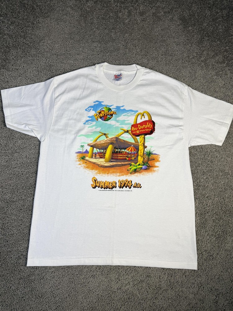 Vintage Flintstones McDonald's Shirt Mens XL White Summer 1994 A.D. Promo Tee