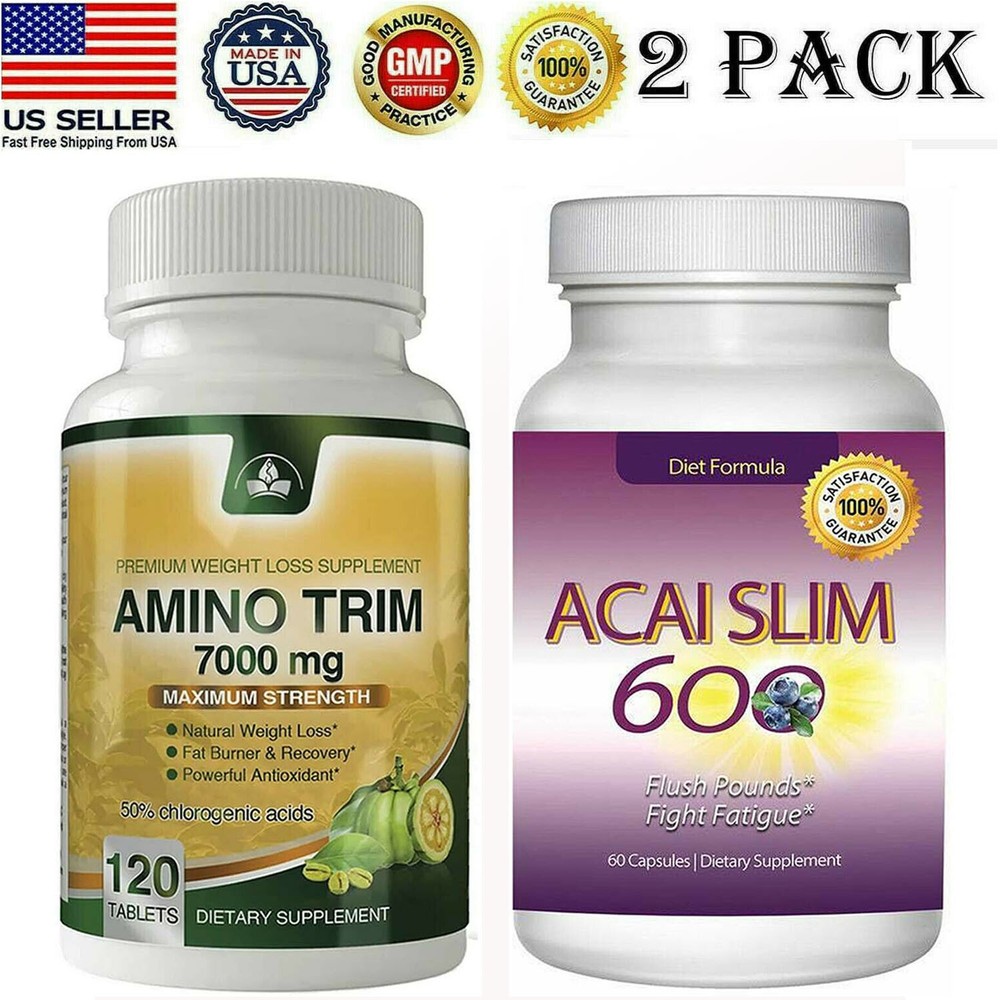 Amino Trim & Acai Berry Slim Weight Loss Fat Burner Dietary Supplements Combo-image