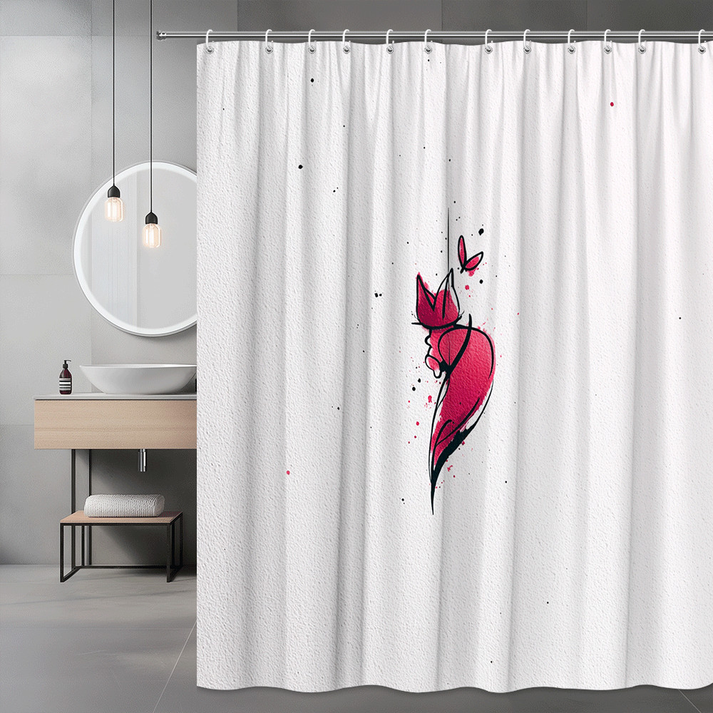 Pink Fox Abstract Shower Curtain Graphic Print