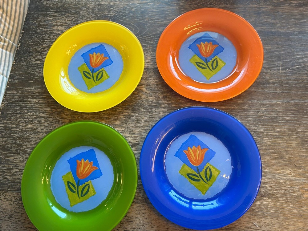 Arcoroc France Salad Plates Matys Glass Plates All Different - Set of 4
