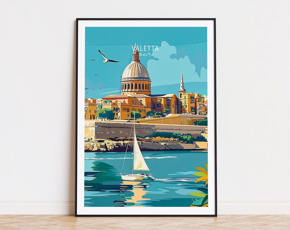Valetta Travel Poster Malta Wall Art Valetta Malta Print Personalised Travel
