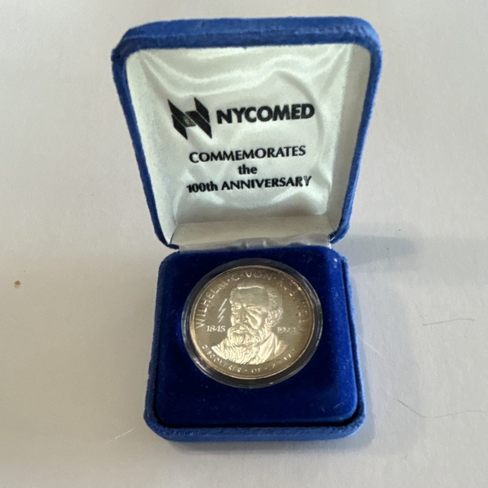 Nycomed 100th Anniversary Medal .999 Fine Silver Roentgen Commemorative