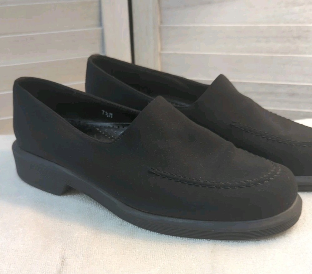 Nickels Soft Women's Sz  7.5 Slip On Black Suede Low Heel Casual Loafers Shoes