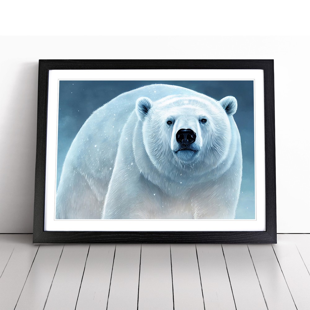 Polar Bear Wall Art Framed Canvas Print Wildlife Decor