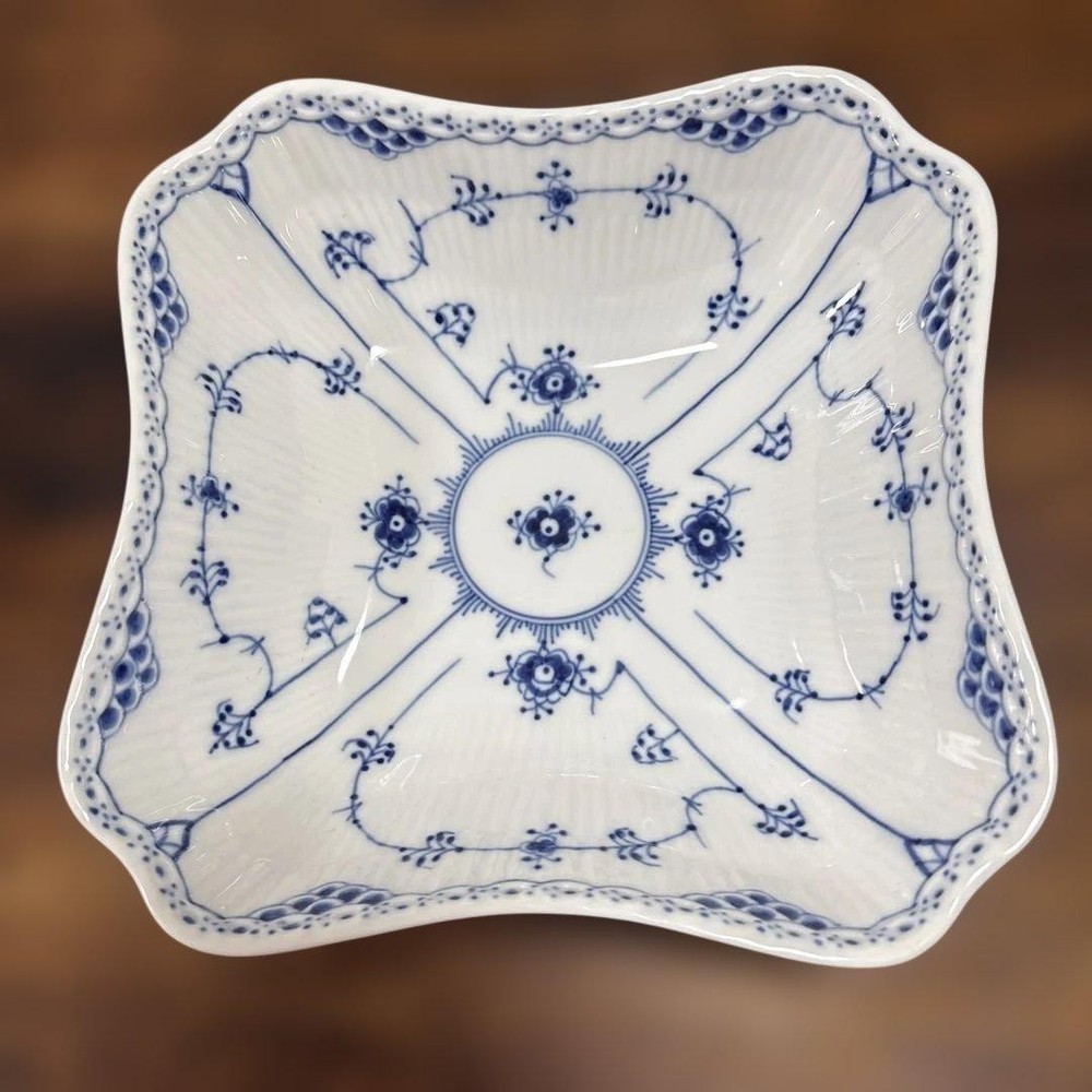 Royal Copenhagen Blue Fluted Half Lace 21cm Square Dish Denmark Used