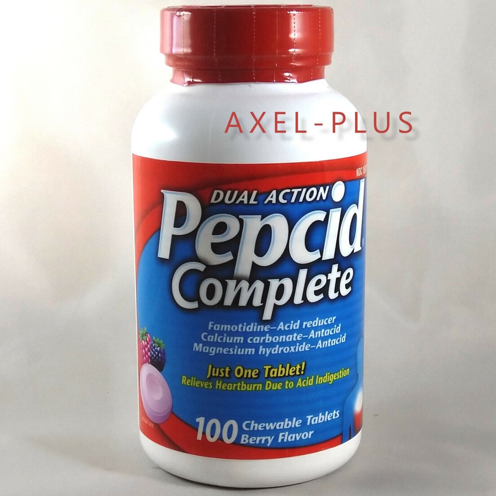 PEPCID COMPLETE 100 ct chewable BERRY flavor antacid DUAL ACTION acid reducer-image