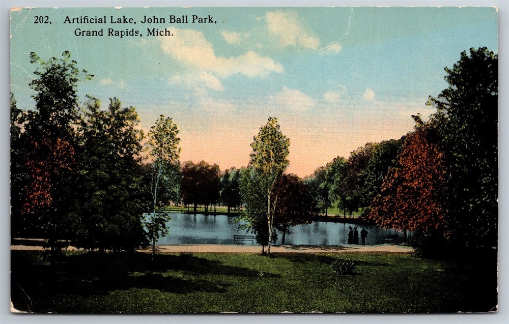 Artificial Lake John Ball Park Grand Rapids MI C1910's Postcard N25