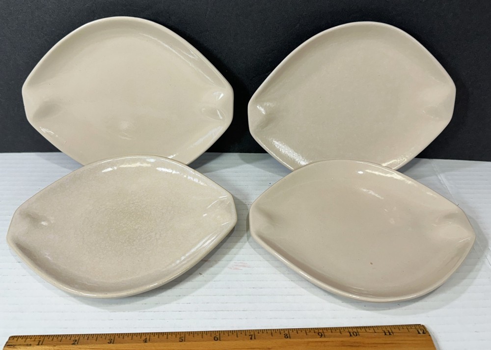 Mid Century Roseville Raymor Contemporary White 154 Salad Bread Plates Set 4