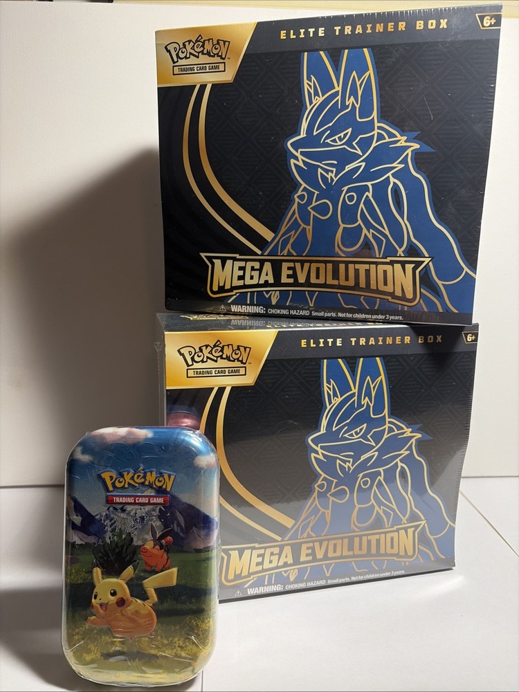 BUNDLE: Pokemon Two Mega Evolution Lucario ETBs + Ascended Mini Tin New Sealed