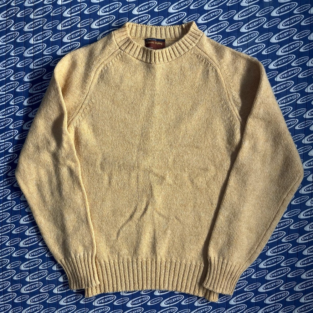 Vintage 70s Sears Men’s Shop Wool Helms Sweater Pullover Light Peach Orange Sz M