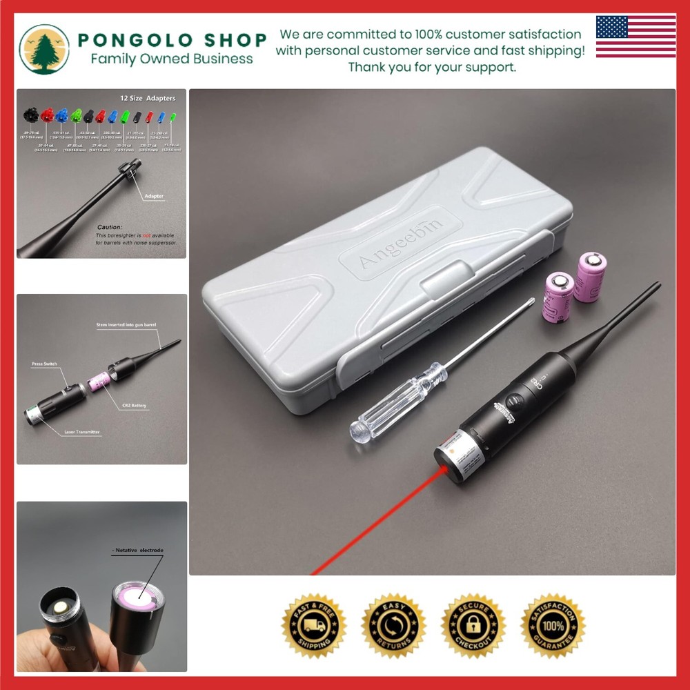 Accurate Red/Green Laser Boresighter with Quick Press Switch & Long Battery Life-image