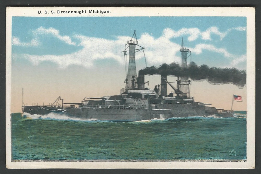 U.S. NAVY Battleship U.S.S. NEBRASKA (BB-14) Divided Back Postcard White Border