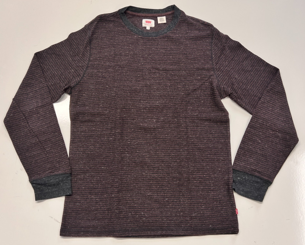 Levi’s Men’s Medium Burgundy Gray Striped Long Sleeve Thermal Shirt