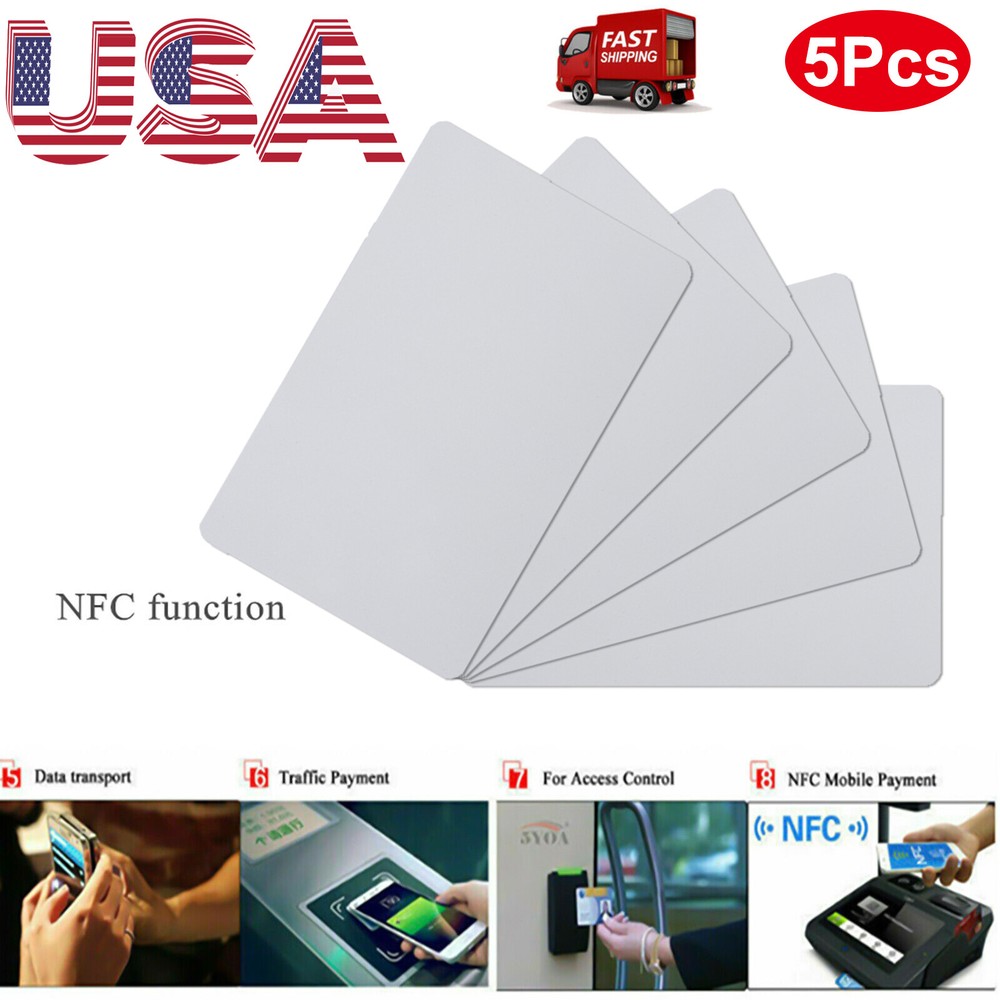 5PCS NFC Chip PVC Cards Tags Clone NTAG215 Card Blank Printable TagMo Waterproof