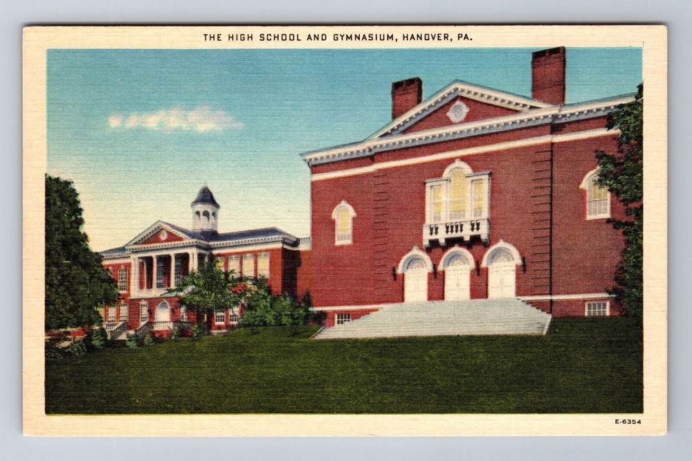 Hanover PA-Pennsylvania, High School and Gymnasium,  Antique Vintage Postcard