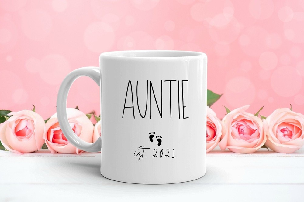Auntie Est. 2021 Mug Gift For New Aunt Pregnancy Announcement To Sister Aunt