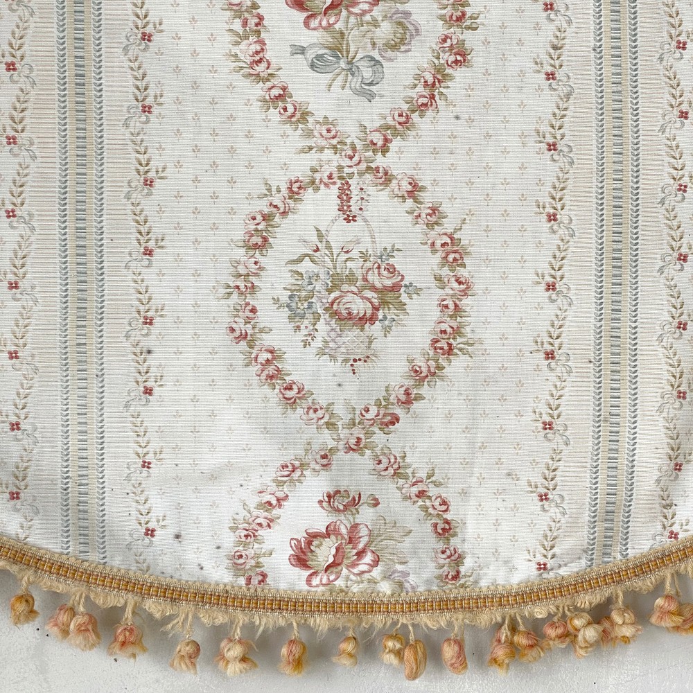 Festoon with trim Faded floral Antique French fabric floral and stripe cottage
