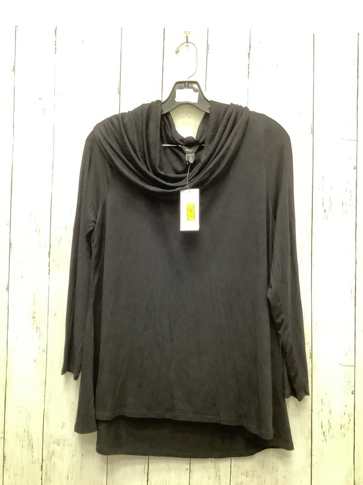 Intro Women’s Petite Size L Black Cowl Neck Long Sleeve Hi-Lo Pullover Tunic Top