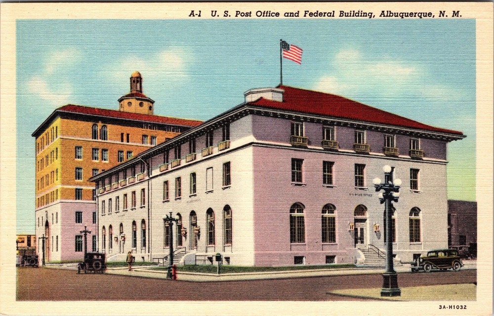Albuquerque NM-New Mexico, US Post Office Federal, Vintage Postcard