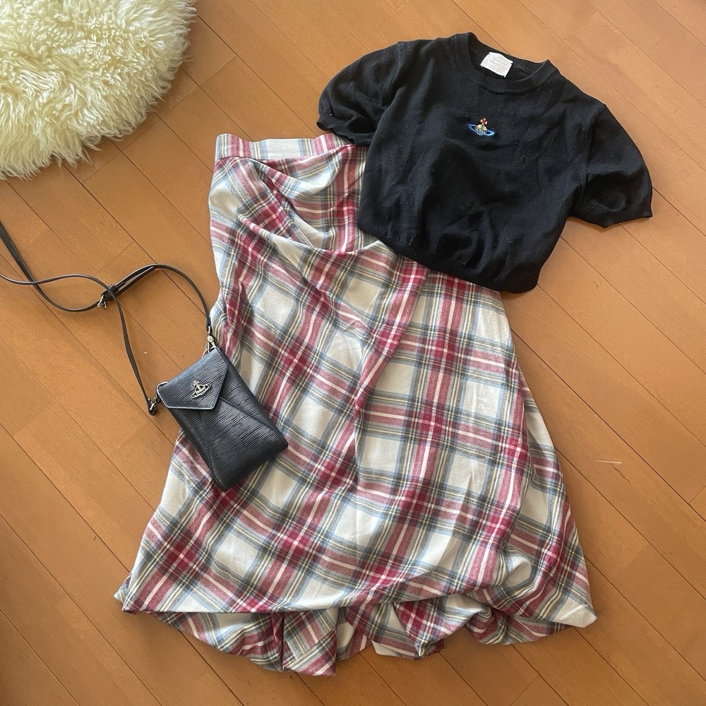 Vivienne Westwood Draped Tartan Plaid Long Midi Skirt Size3 made in Japan