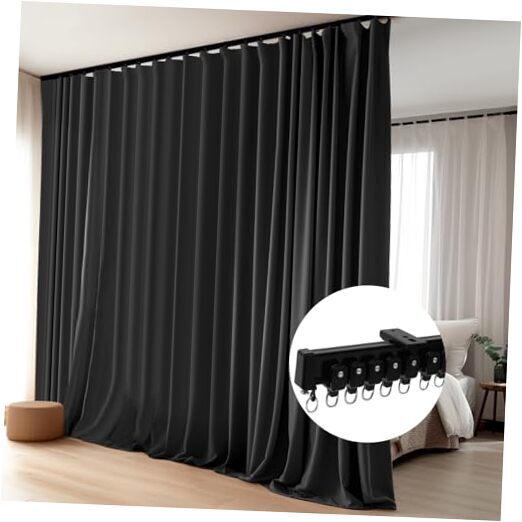 Room Divider Blackout Curtains Flexible Sliding Tracks Sets Ceiling Mounted