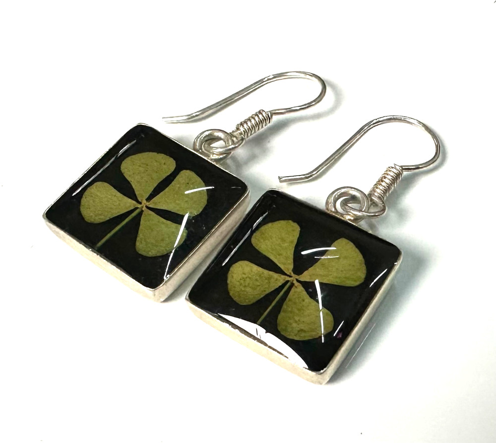 Vintage Four Leaf Clover Earrings MARKED 925 Sterling Silver Jewelry Lot I