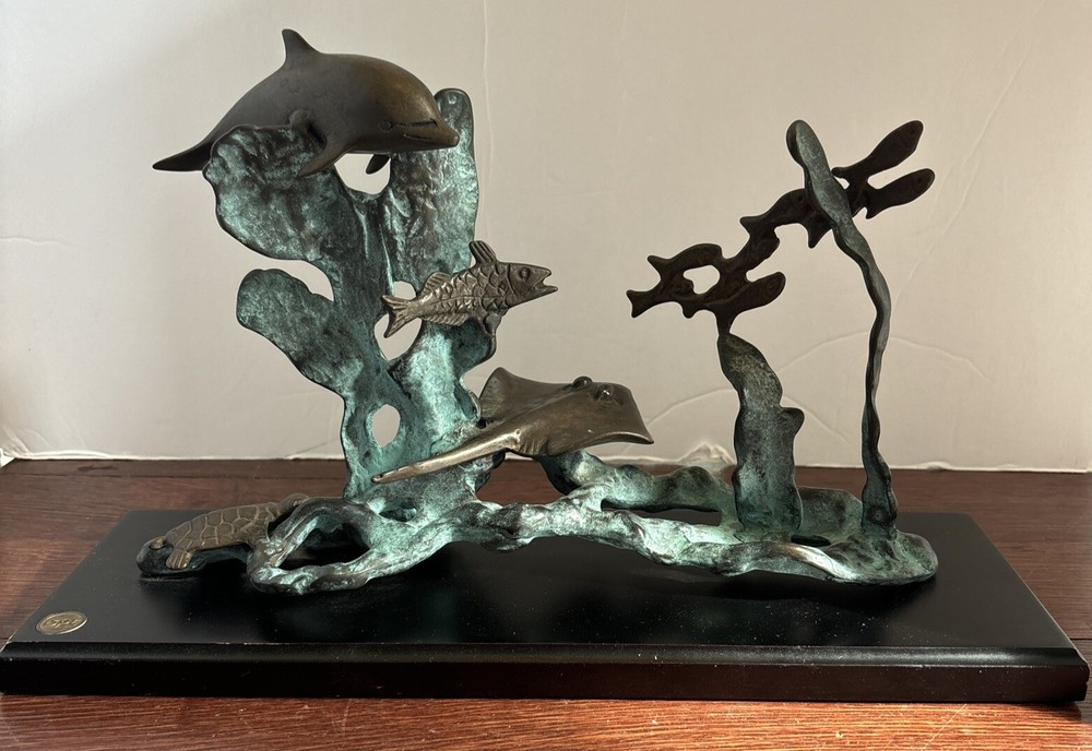Undersea Dolphins Turtle Bronze Sculpture Stingray SPI San Pacific International