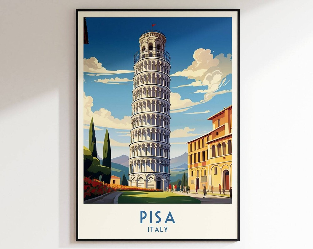 Pisa Travel Print Italy Print Italy Home Decor Retro Wall Art Wedding Gift