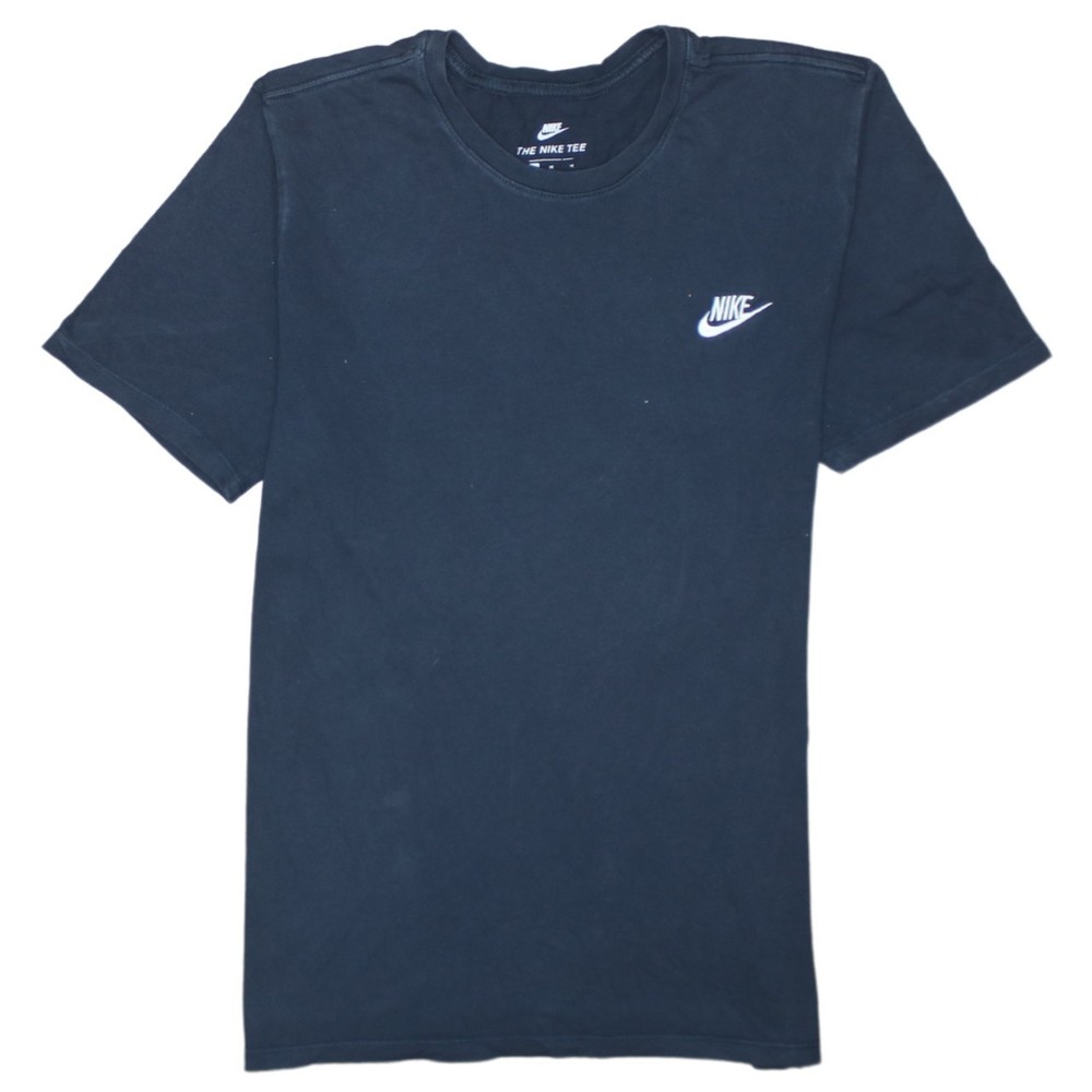 Nike Mens T Shirt Navy Blue Cotton Dri Fit Embroidered Swoosh Sports Logo M