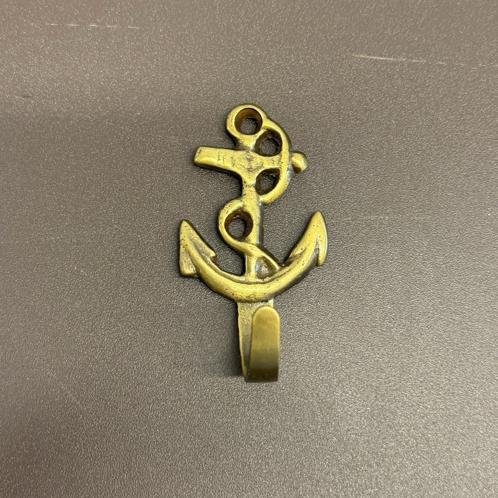 Vintage Nautical Brass Wall Hook Hangers with Anchor Rope Design 2.5