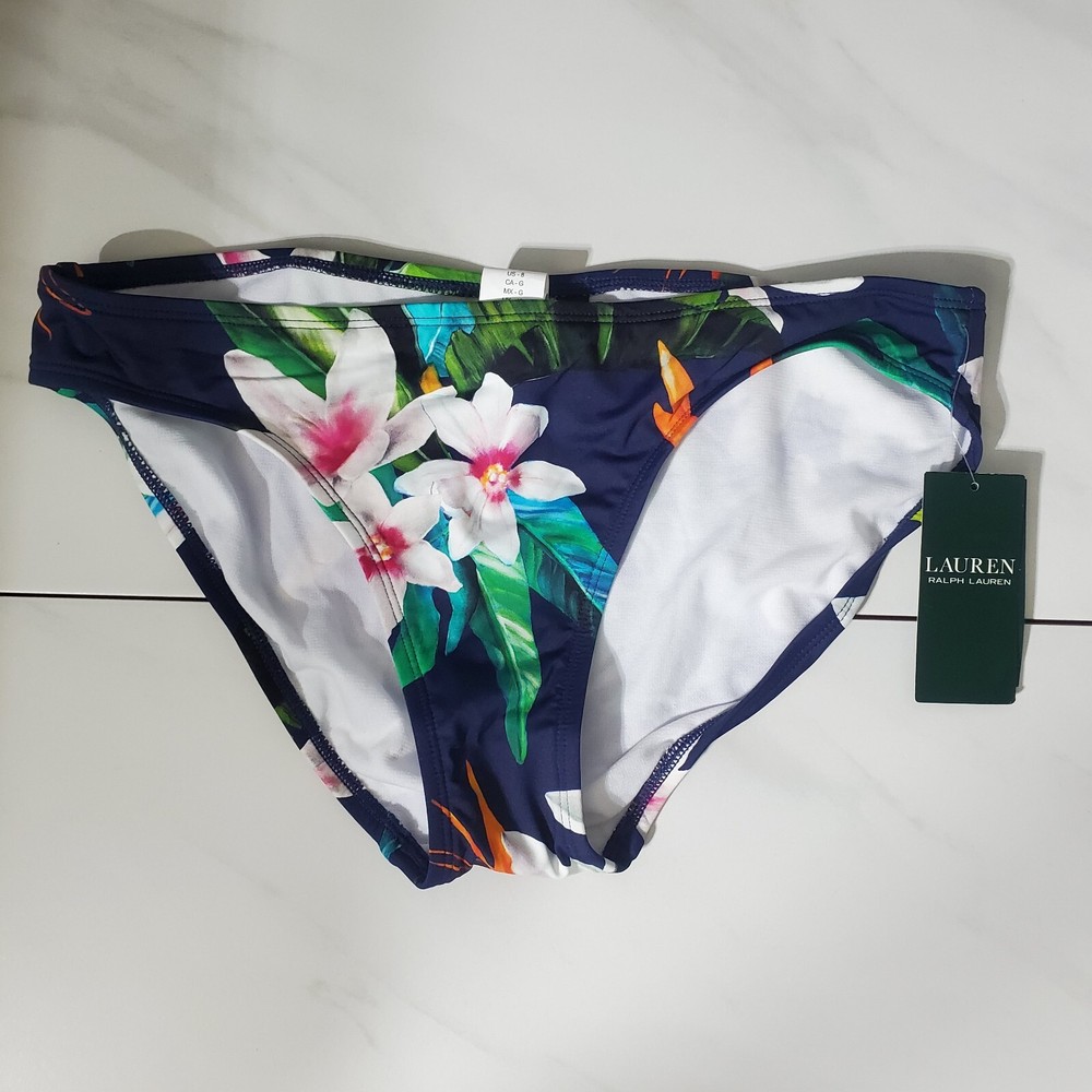 Lauren Ralph Lauren Bikini Swim Bottoms Tropical Floral Print Womens Size 8 Med