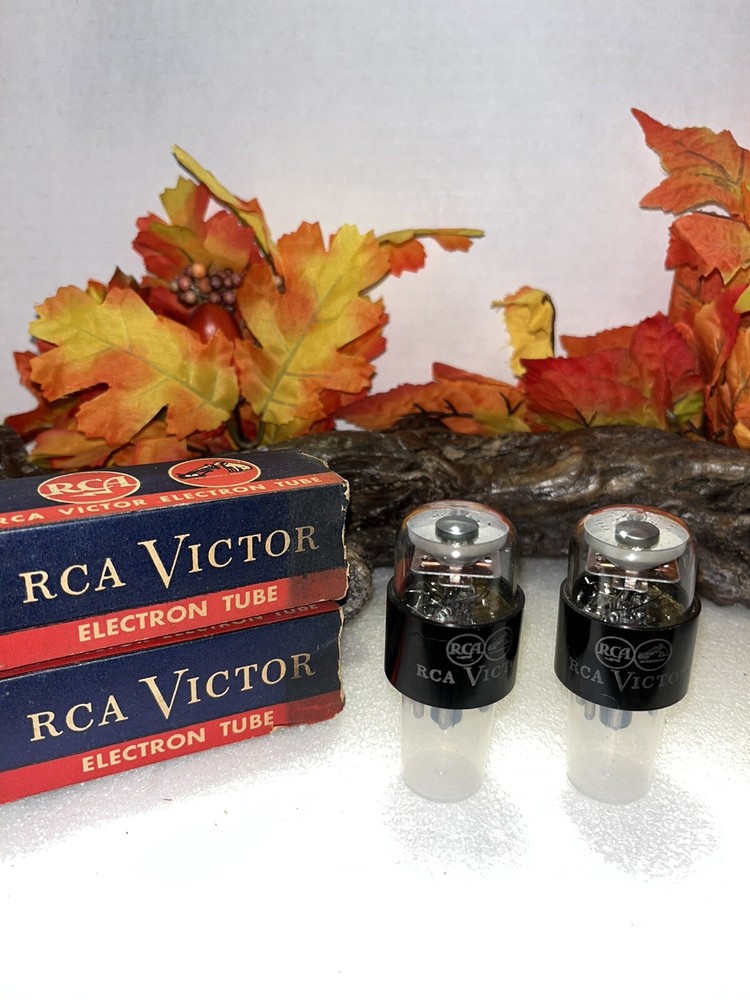 2 NOS RCA/ Victor 6AF6 Vacuum Tube  RARE 1950's Dual Target Tuning Eye Tube