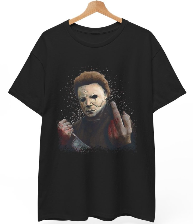 Michael Myers T-Shirt Middle Finger Goth Punk Horror Halloween Unisex Tee