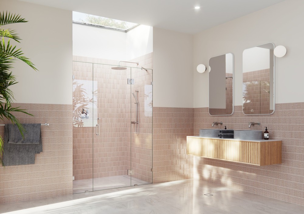 Stellar 78x64 Frameless Hinged Glass Shower Door in Nickel Finish